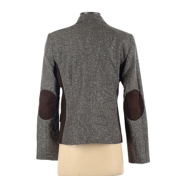 Liz Claiborne Blazer Jacket Brown Elbow Patch Wool Blend Women's S Dark Academia - Picture 2 of 16